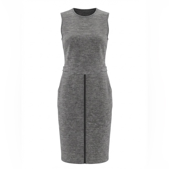Max Mara Ginnata Wool Midi Dress Size 8 Front Zip Sheath Dark Gray NWT - Picture 2 of 16